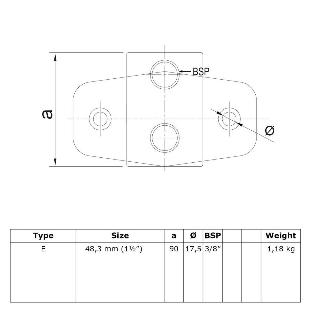 Buiskoppeling Extra zware boeiboordbevestiging horizontaal-C / 33,7 mm